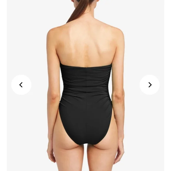 Robin Piccone Womens Black Aubrey Bandeau One Piece Swimsuit Size 10 NWT $176 - Picture 5 of 10